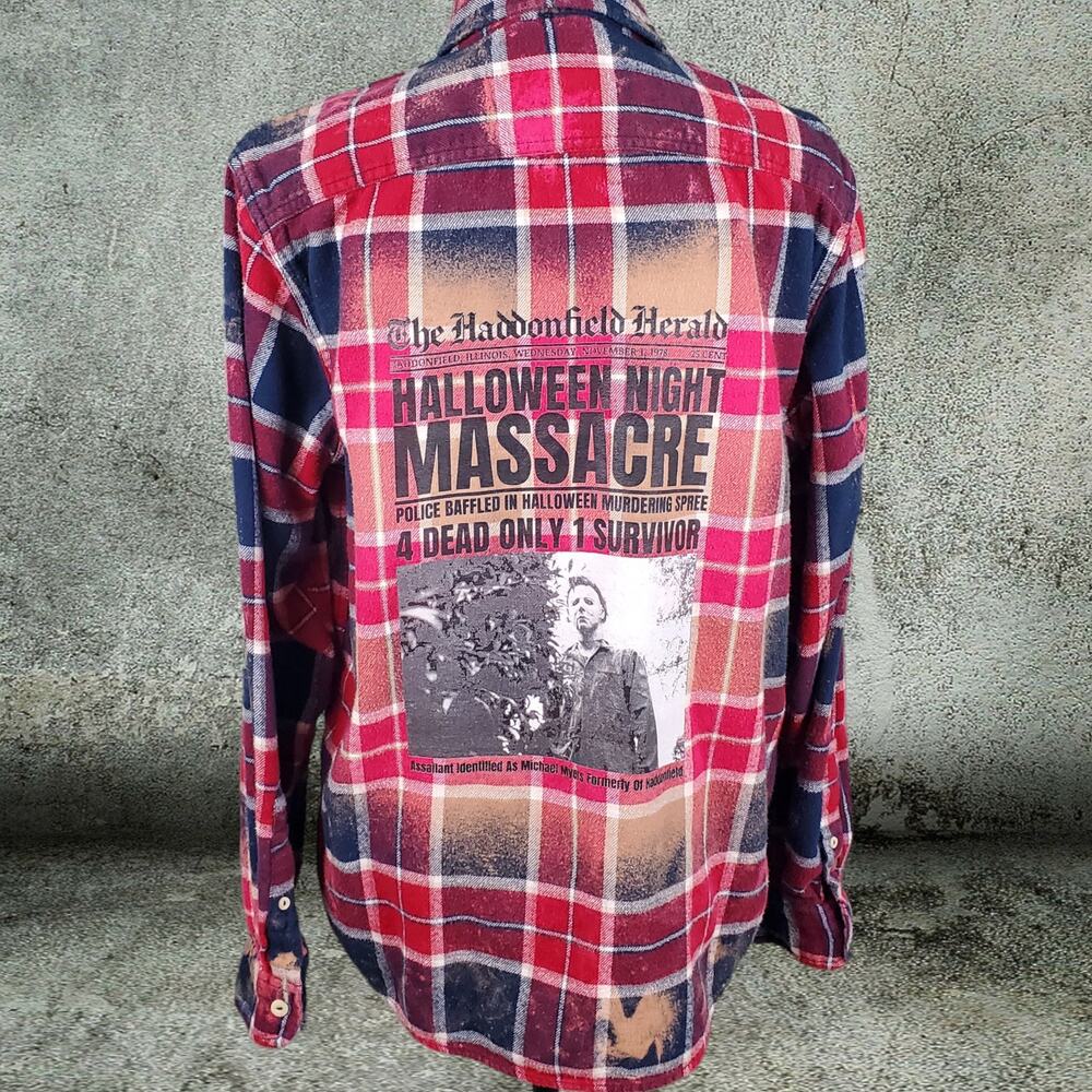 Michael Myers Halloween Custom Flannel Shirt - Retro Horror Men's Medium